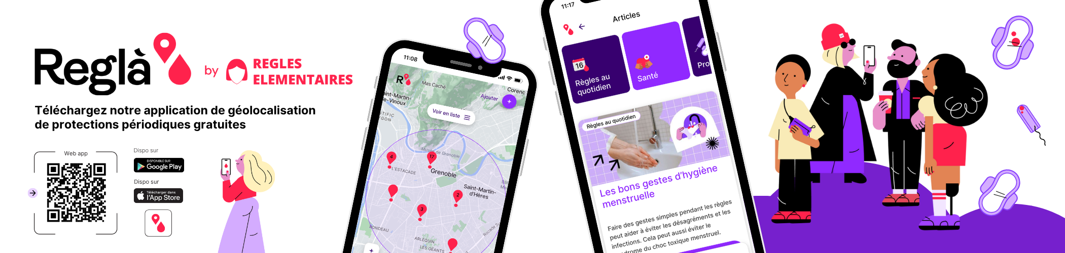 Reglà est notre application de géolocalisation de protections périodiques gratuites