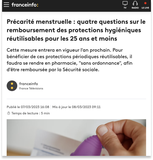 article france info: quatre questions sur le remboursement des protections réutilisables pour les moins de 25 ans