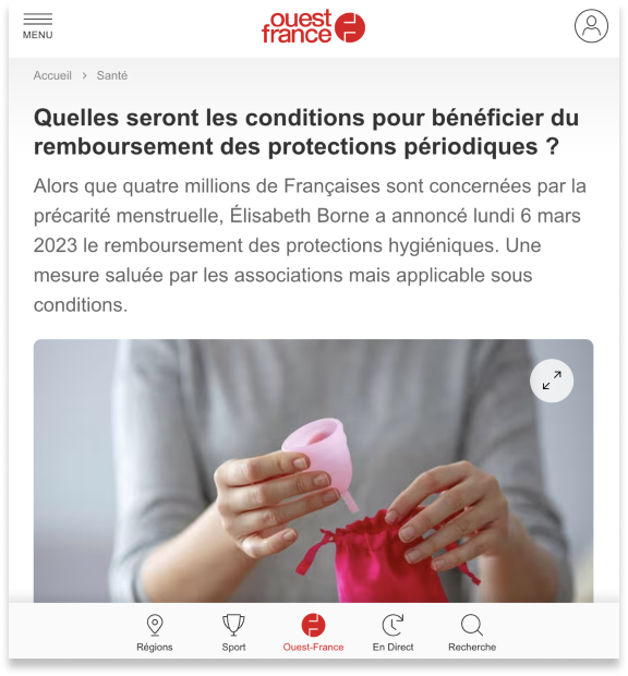 article ouest france: quelles seront les conditions pour bénéficier du remboursement des protections périodiques